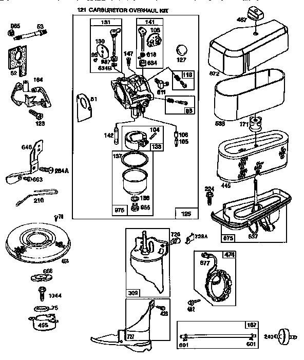 Carburetor Overhaul Kit Diagram and Parts List for 289707-0179  Briggs and Stratton Engine